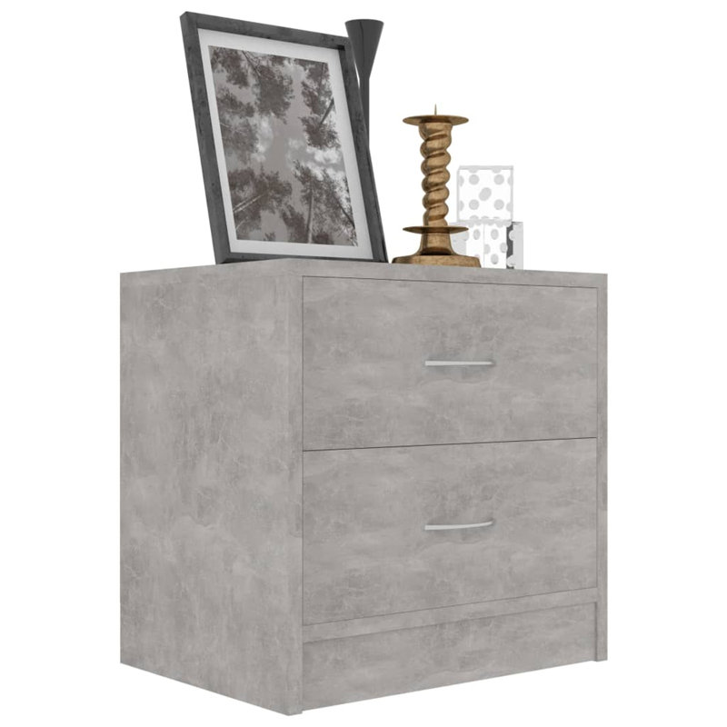Alfredia Manufactured Wood Bedside Table, Concrete Grey