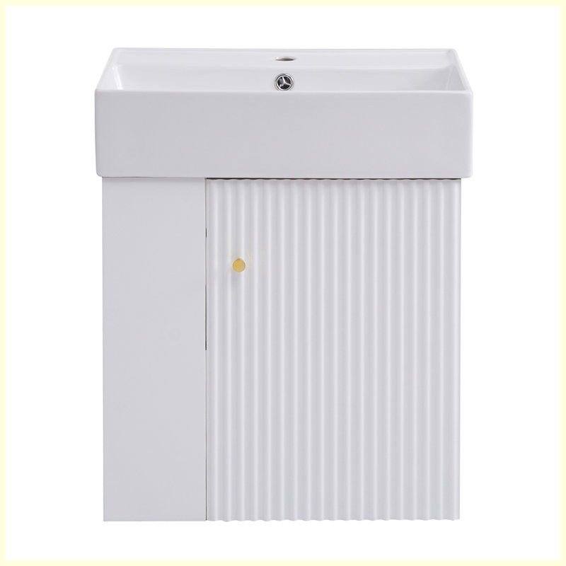Meuble-lavabo moderne flottant avec rangement en céramique et à gauche