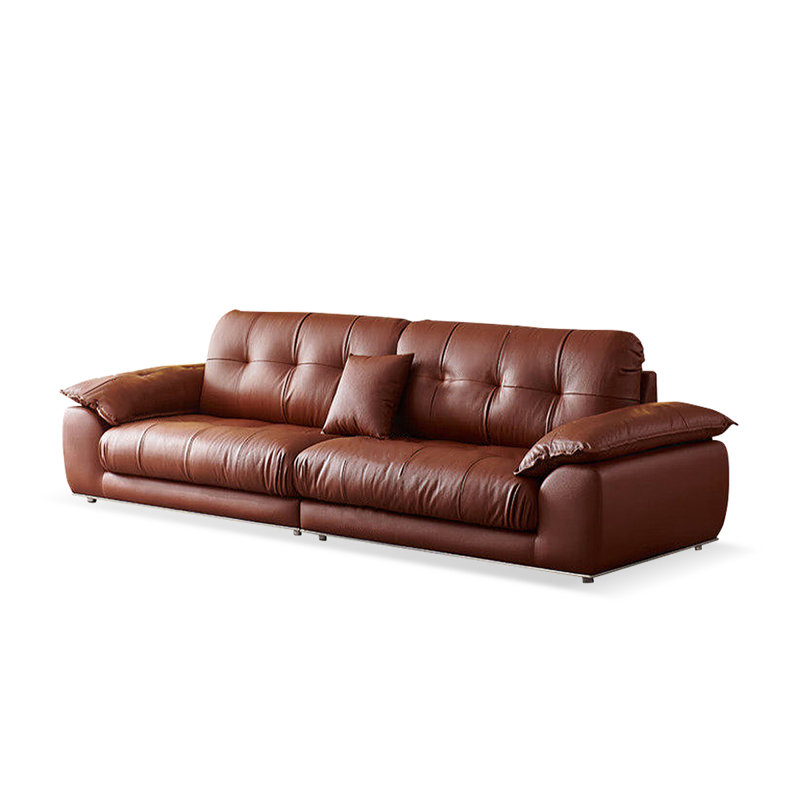 Canapé modulaire en similicuir caramel, L 102,36 po