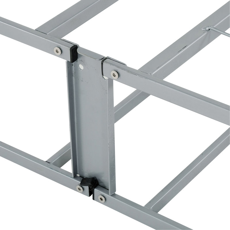 9 po Sommier tapissier en métal, base de lit à ressorts en lin gris, style pliable