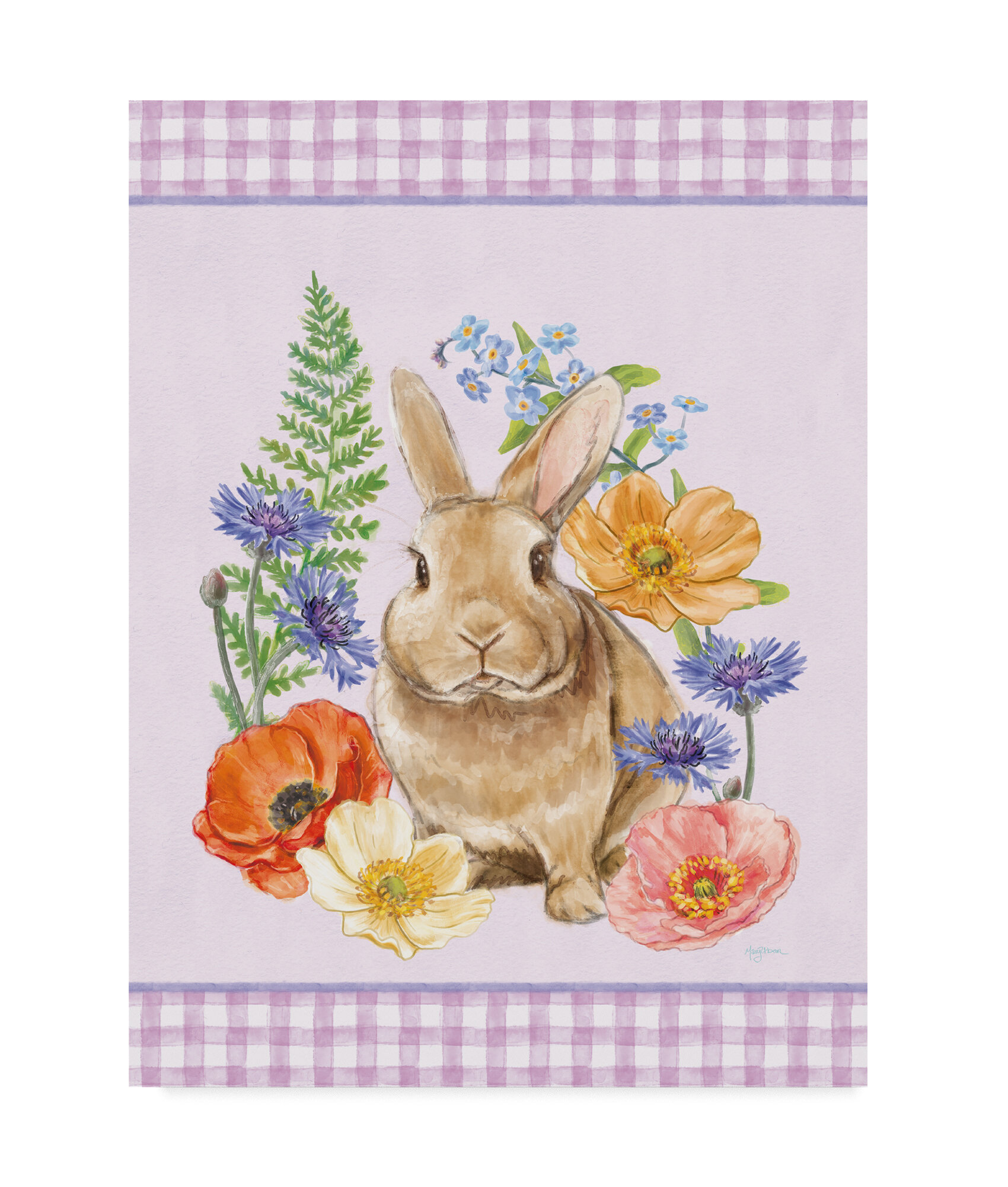 August Grove® Sunny Bunny II Checker Border Purple by Mary Urban | Wayfair