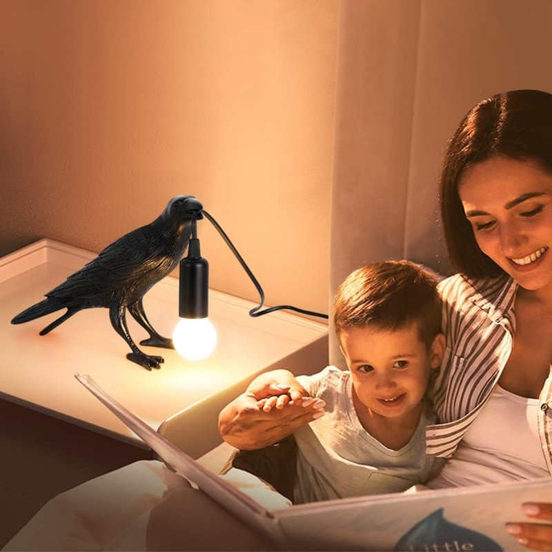 Crow Lamp Raven Lamp Adjustable Brightness With Bulb Bird Lamp Crow Light Decor For Bedside