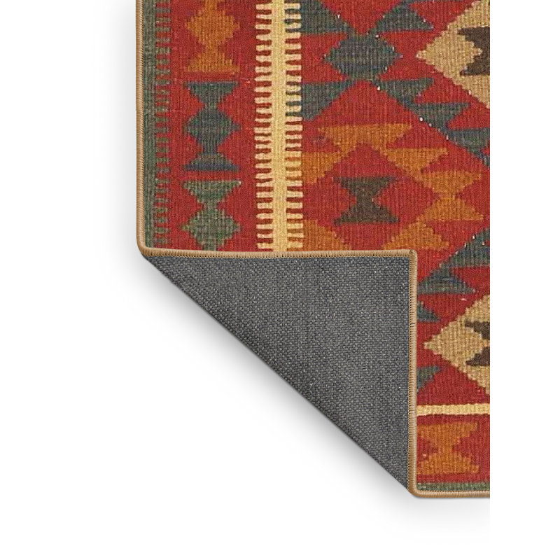 Tapis contemporain rouge / noir / brun, Rectangle 5 pi x 7 pi