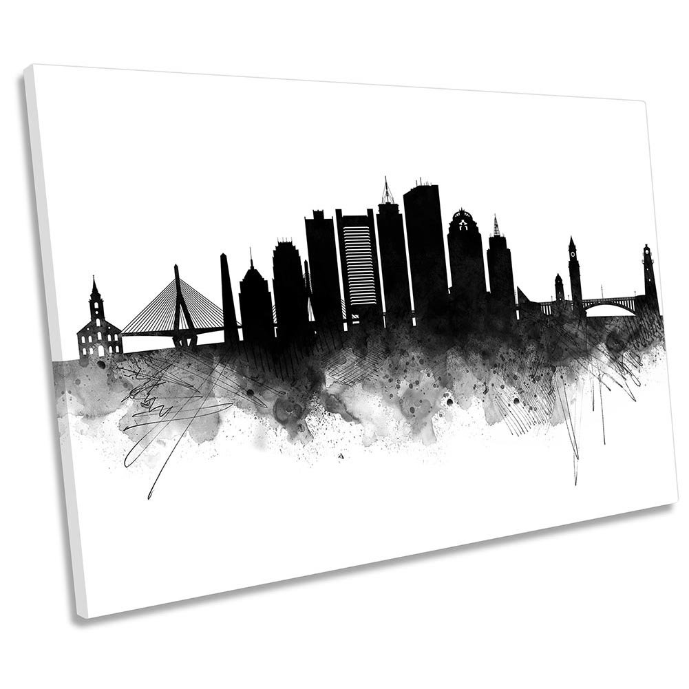 Boston Abstract City Skyline - Wrapped Canvas Print