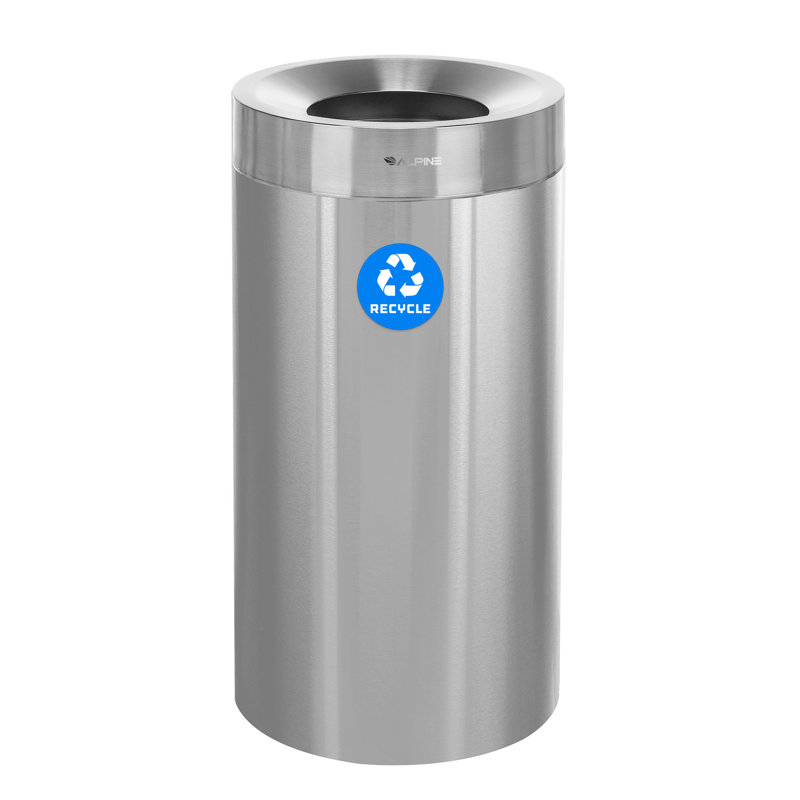 Poubelle de recyclage en acier inoxydable 27 gallons, Argent