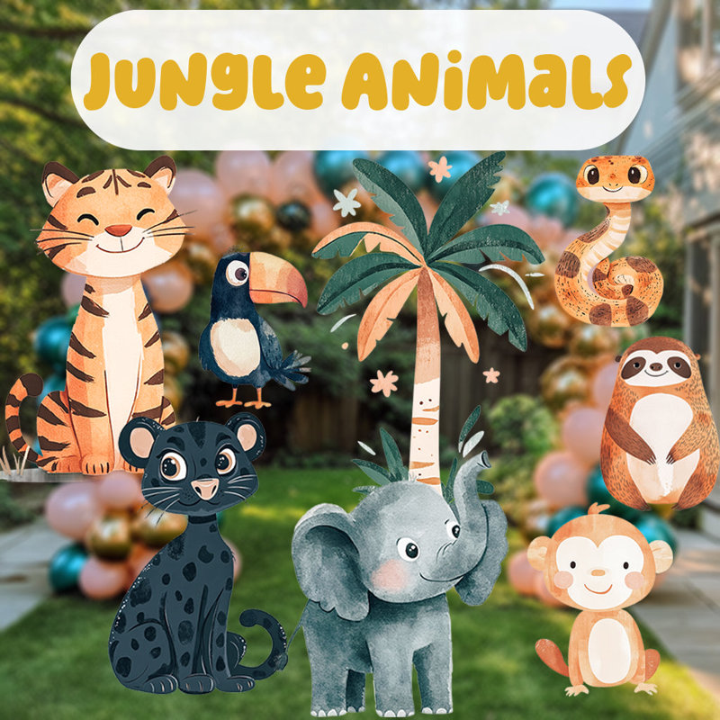 Accessoires pour animaux de safari, découpe d'animaux de la jungle, décor de fête d'anniversaire sauvage,