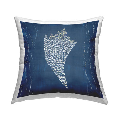 Conch Shell on Blue Decorative Printed Throw Pillow Design by Jetty Home, LLC