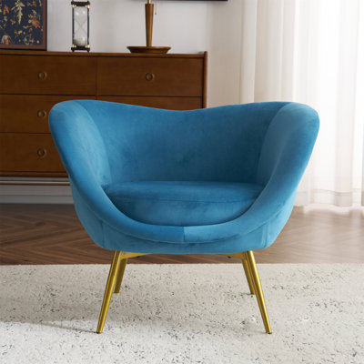 Fauteuil d'appoint moderne pour le salon, fauteuil pour la chambre à coucher avec pieds en métal doré, fauteuil de coiffeuse pour la salle de maquillage, velours, bleu sarcelle