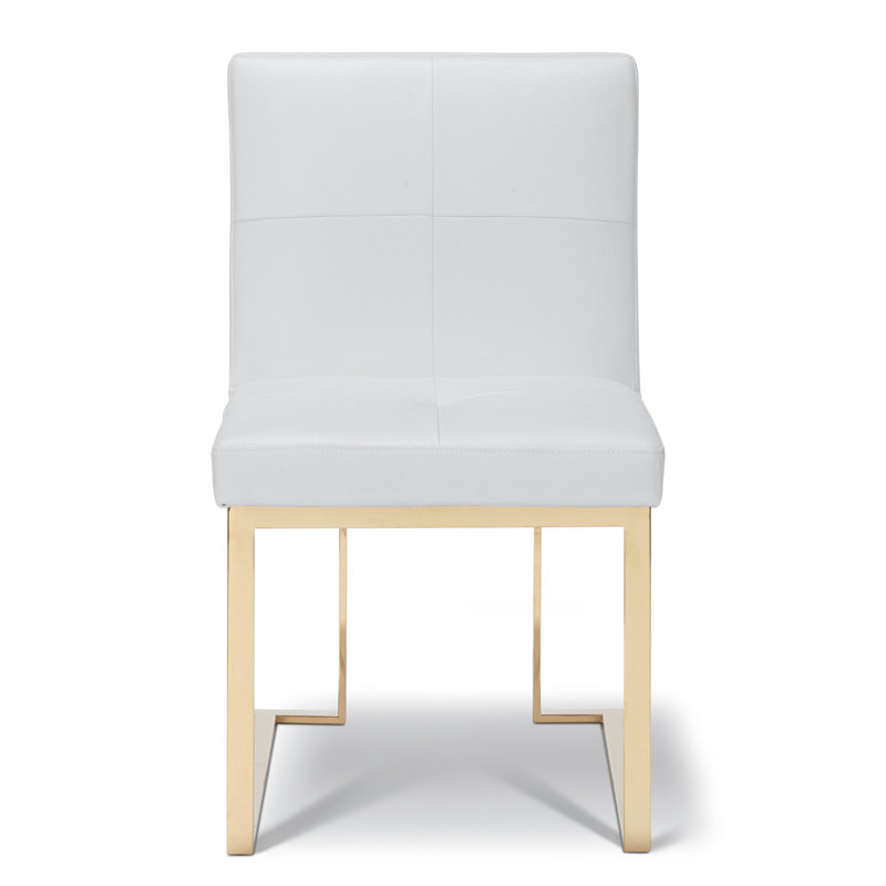Chaise d'appoint Poulin, Blanc, Or