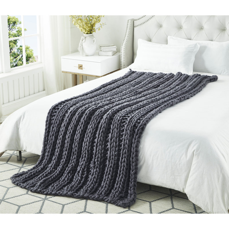 Jeté en tricot Cozy Tyme Keon, Gris foncé, l 40 po x L 60 po
