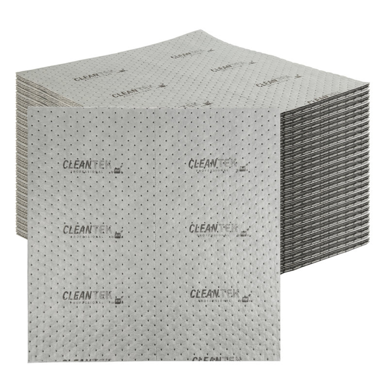 Tampons absorbants pour restaurant 100 tampons non tissés 30 x 30 pouces pour nettoyage de déversements Tampons absorbants lourds Tapis de déversement industriels gris universels