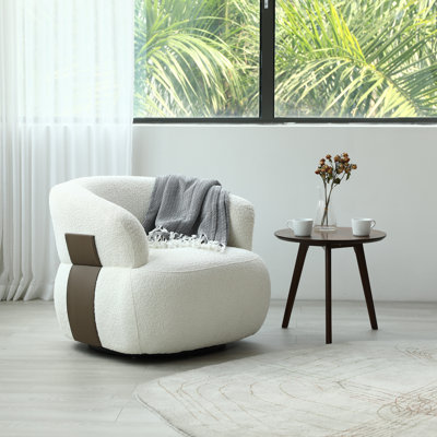 Nirupa 32'' Wide Chenille Living Room Swivel Barrel Accent Chair