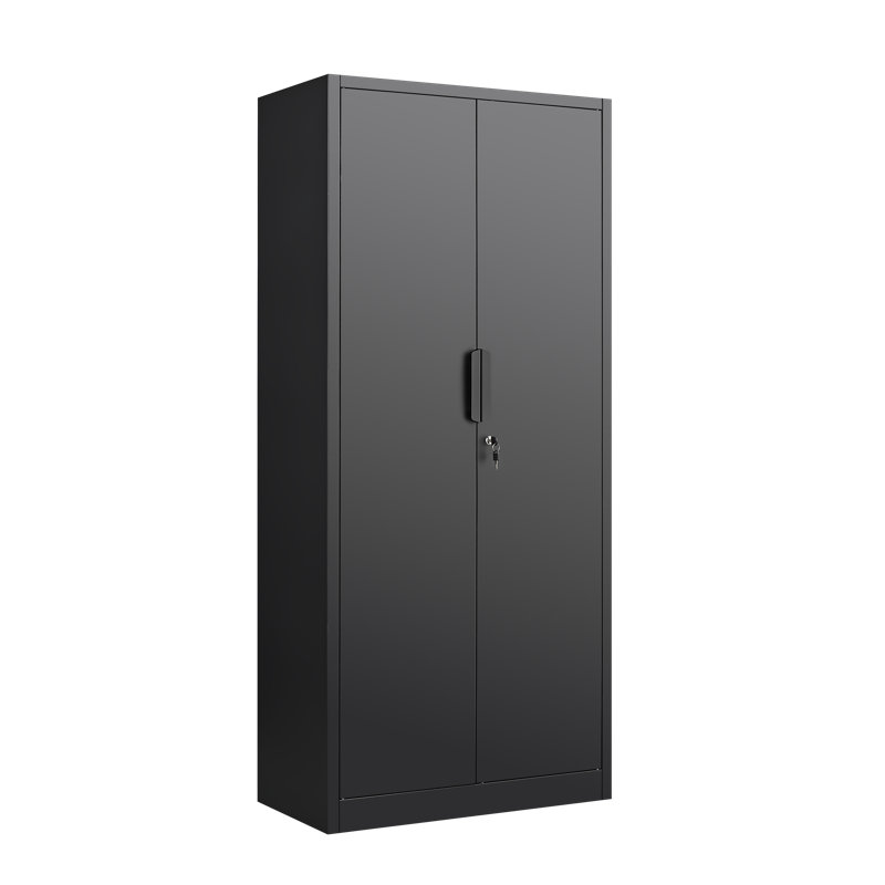Armoire de rangement, classeur à 2 portes avec serrure, 4 tablettes réglables pour le bureau et la maison, Noir