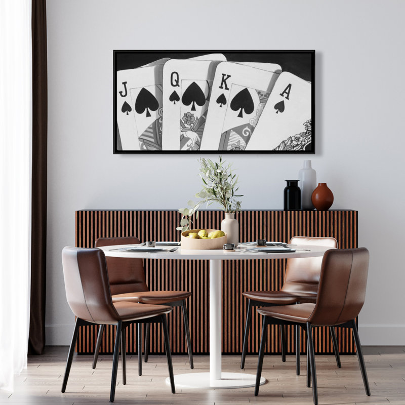 Black and white card game - 24"x48" Framed canvas