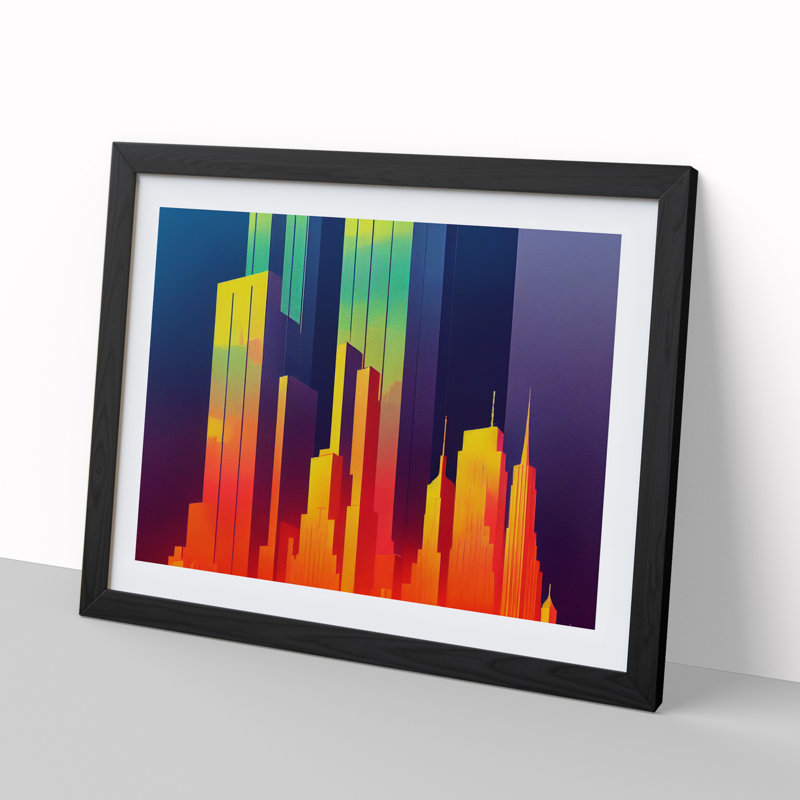 Spellbinding Skyscraper Skyline Abstract - Framed Print, Black Framed, 34cm H x 46cm W x 2cm D