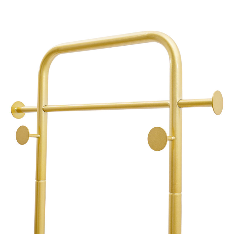 Qamile Metal Freestanding 4 - Hook Coat Rack, Gold