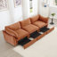 Chenille orange à 3 places, tiroirs coulissants pour un rangement facile dans le salon, enveloppé de coussins d'accoudoir avec rangement caché dans le siège, tissu usé, style nordique-2067606035