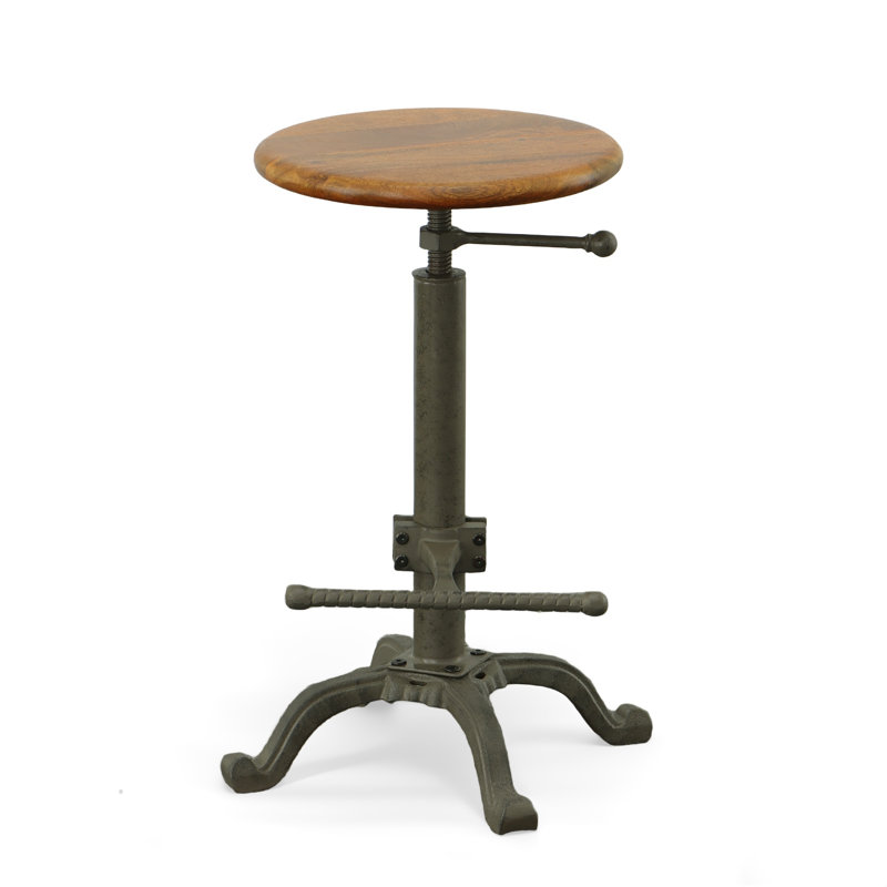 Tabouret pivotant à hauteur réglable Pitzer, Châtaigne / gris