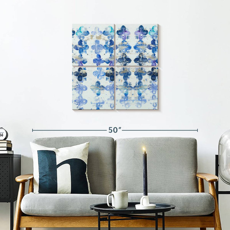 Blue Quatrefoil I, H 26 po x l 26 po