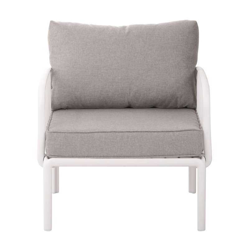 Fauteuil club d'extérieur (sans la table), Gris clair / blanc