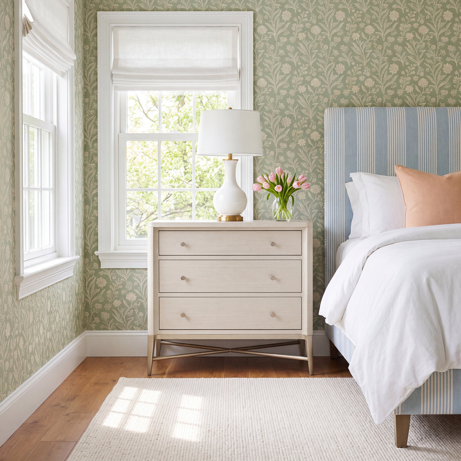 Regan 3-Drawer Oak Nightstand, Champagne