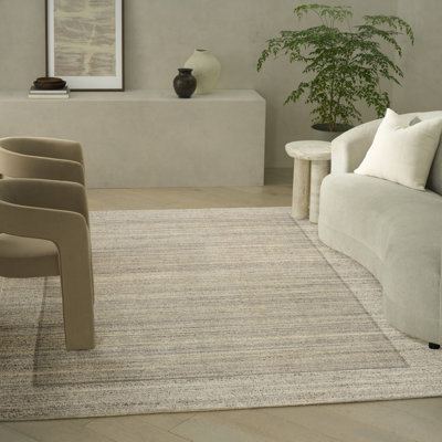 Tapis gris ivoire Calvin Klein CK082 7 pi 9 po x 9 pi 9 po