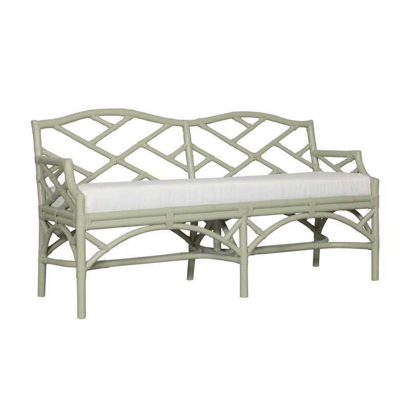 Chippendale Wicker Bench, Celery Green