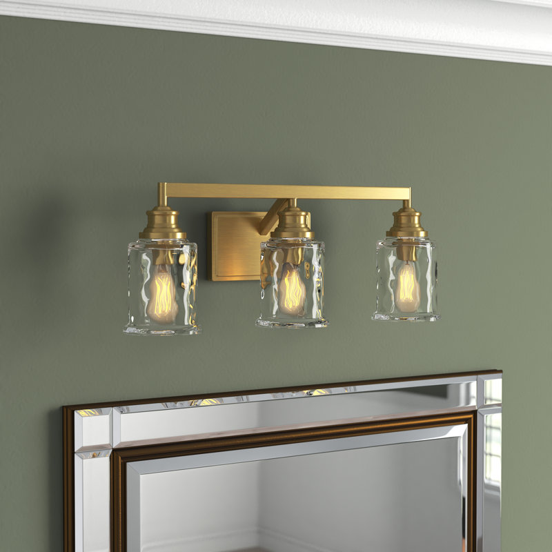 Éclairage pour salle de bain à intensité variable 3 lumières Glenn, 3, Or brossé, H 9 po x l 24 po x P 6,5 po
