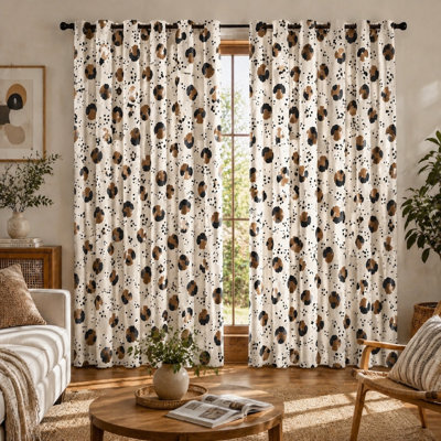 2Pcs, imprimé léopard, rideaux bloquant le soleil, style abstrait, texture fluide de style bohémien, anneau imprimé pour décoration de salon