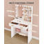Dressing Table with LED Lighting, Adjustable Brightness, Vanity Desk with Mirror, Dresser with 2 Drawers, 4 Open Shelves and 2 Compartments, Bedroom, Living Room, White 