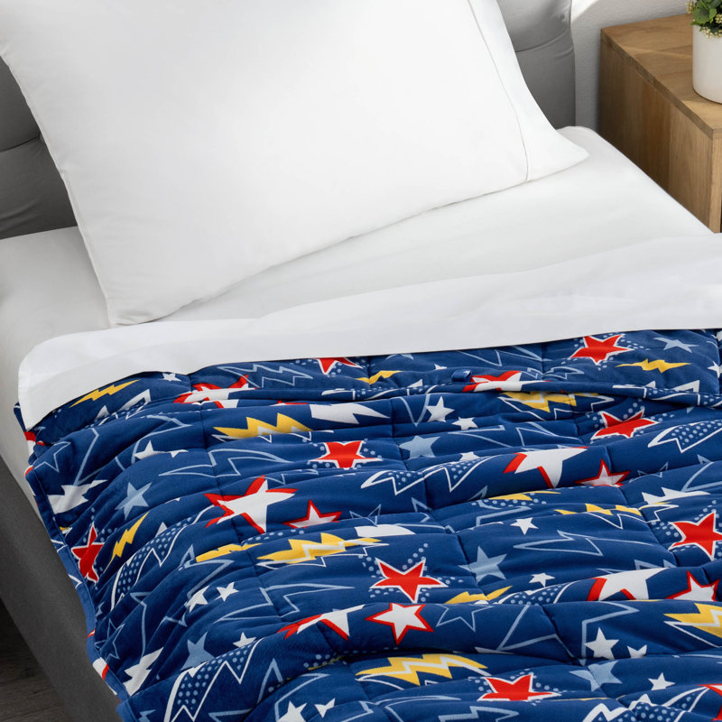 Couverture pondérée Minky, l 40 po x L 60 po, 7 lb, Bleu super-héros