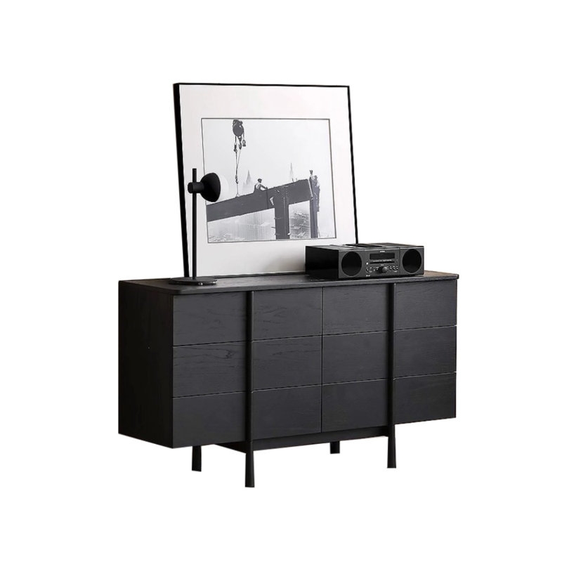 Armoire décorative en bois massif Log Wind, Noir