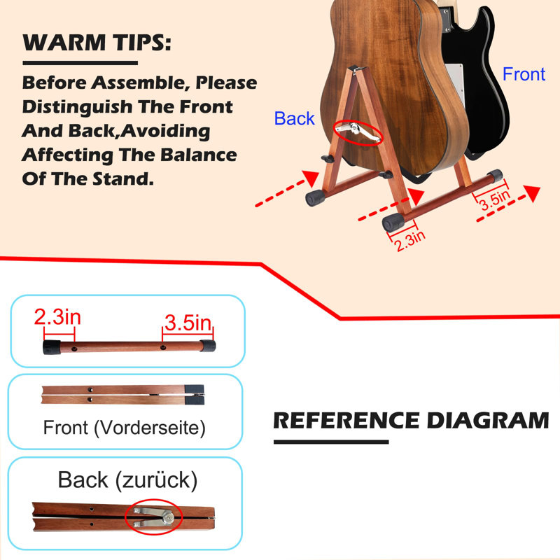 Multiple Guitar Stand - Double A-Frame Floor Stand With Soft Foam Arms, Adjustable For Acoustic, Bass & Electric Guitars, Easy To Assemble