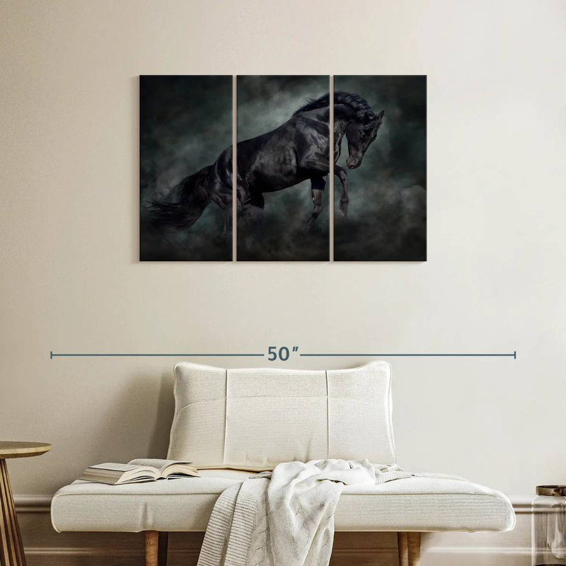 Brampt Prancing Black Horse, 24" H x 38" W