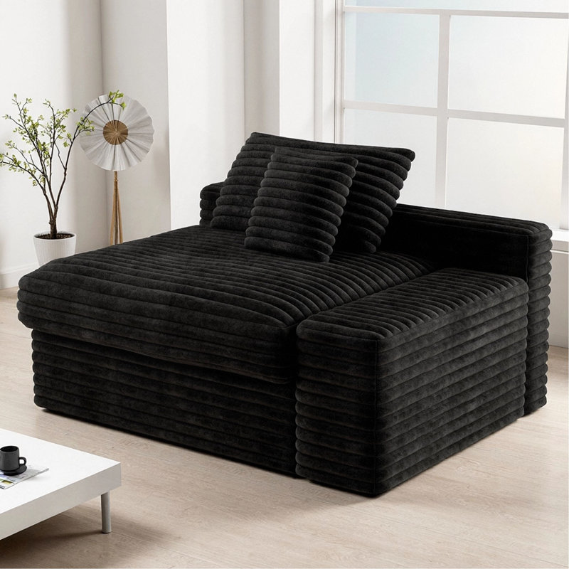 Canapé modulaire en velours côtelé Cozy, Noir