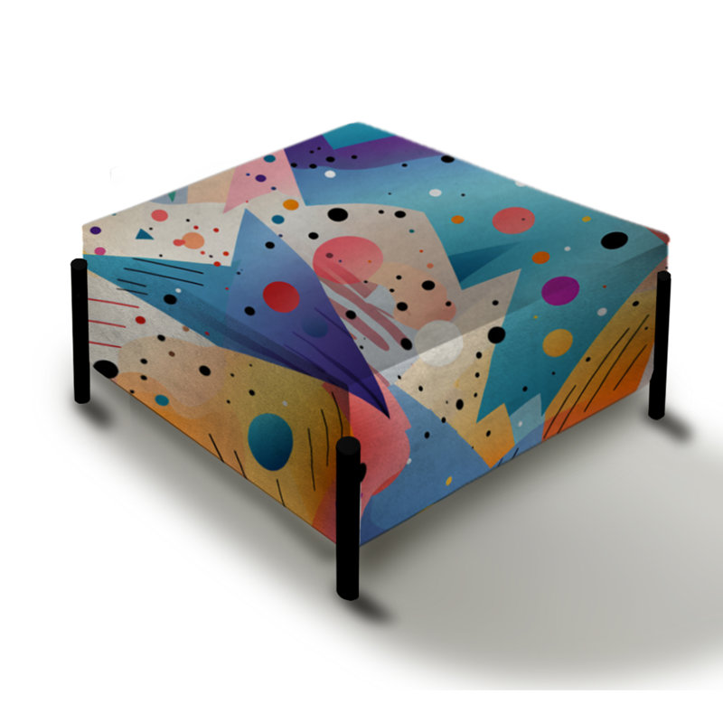 Motif géométrique multicolore de formes géométriques géniales - repose-pieds carré géométrique