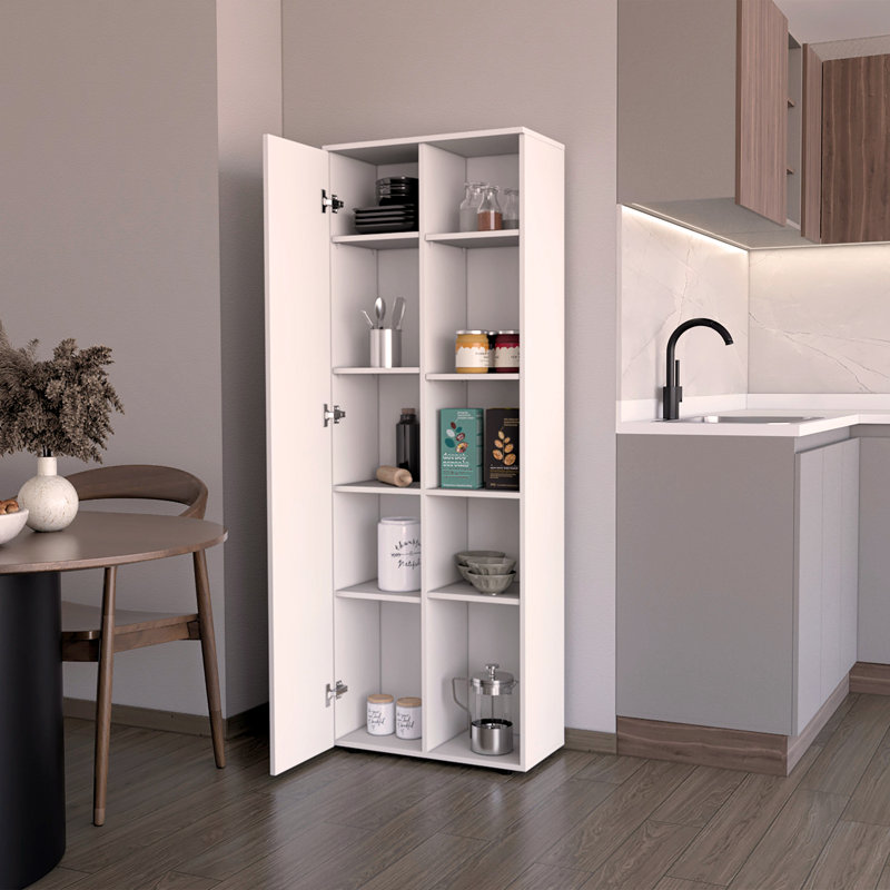  1-Door Multistorage Kitchen Pantry, White