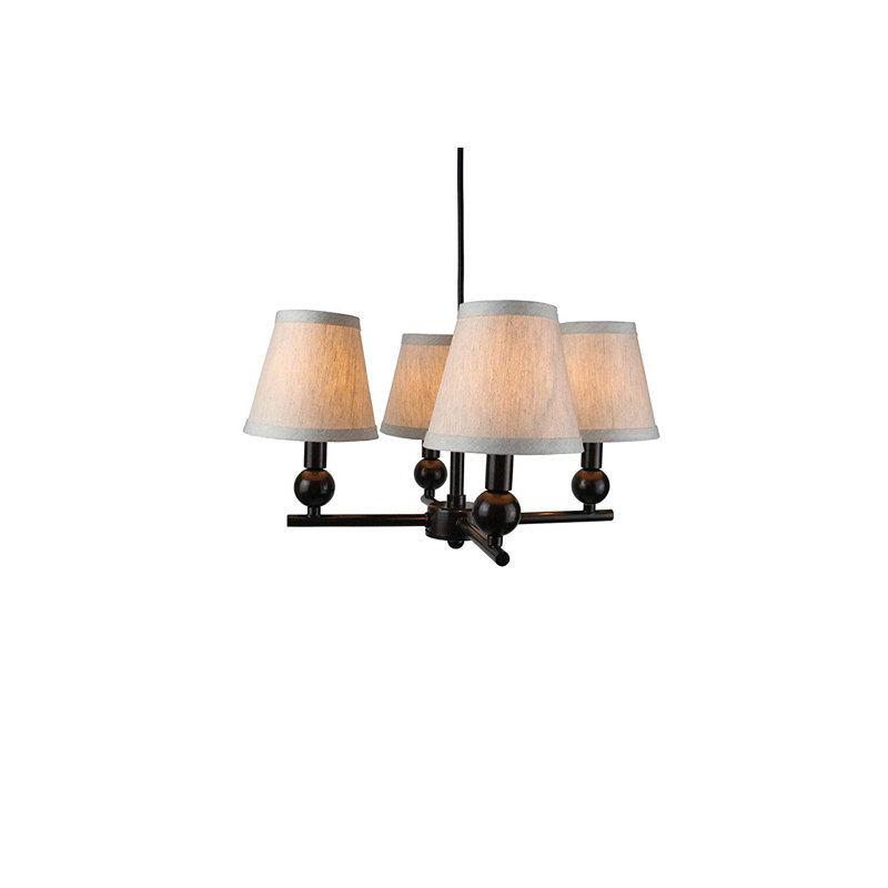 Lustree classique/traditionnel à abat-jour 4 lumières Danica, Bronze frotté à l'huile, Beige