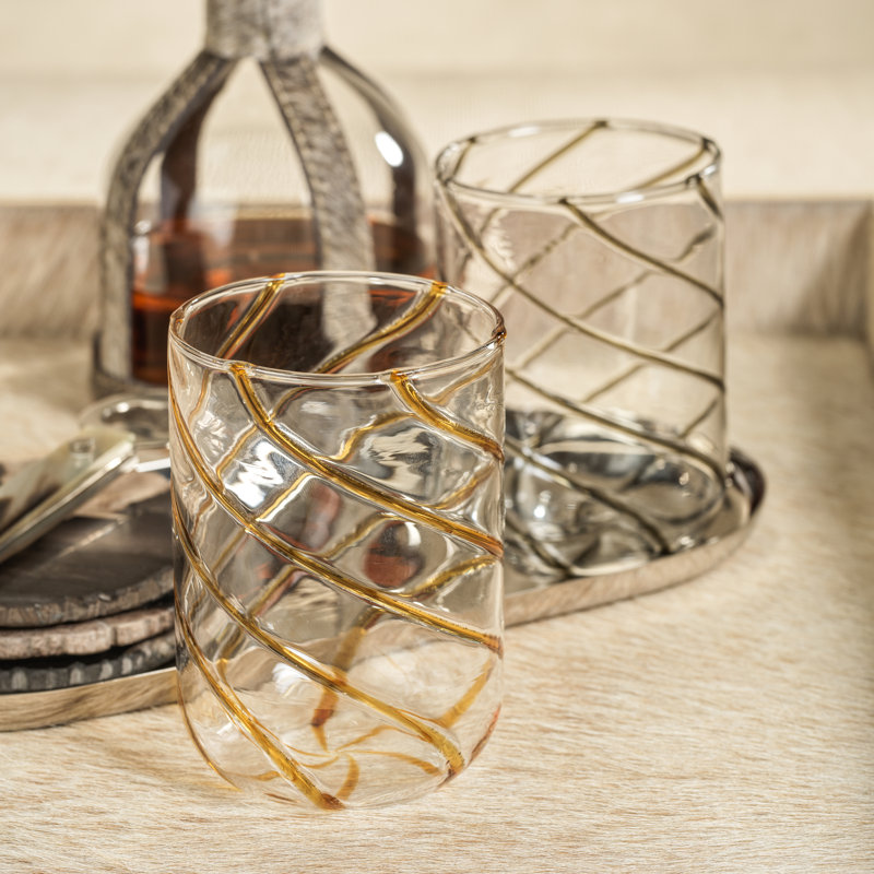 Maltia 6-Piece Set Swirl Design Glass Tumblers, Grey/Clear