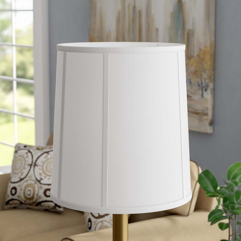 Abat-jour tambour en soie / shantung H 17 po x l 16 po (à visser), Blanc