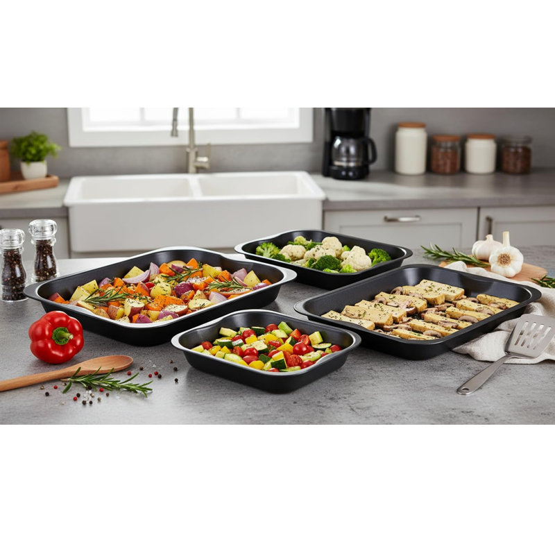 KitchenSmith Non-Stick Steel 4 Piece Baking Tray Set