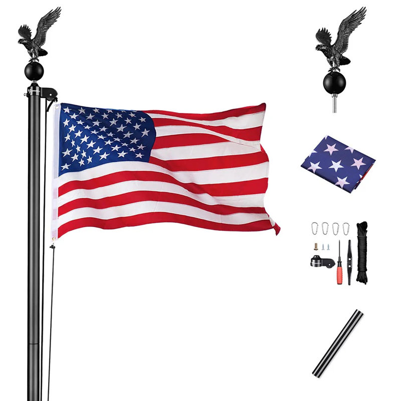 Ensemble de poteau modulaire et drapeau 20 'avec aigle royal, Noir, noir, noir, noir