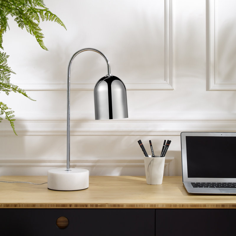 Lampe de bureau en métal Gilleod, Blanc, Chrome