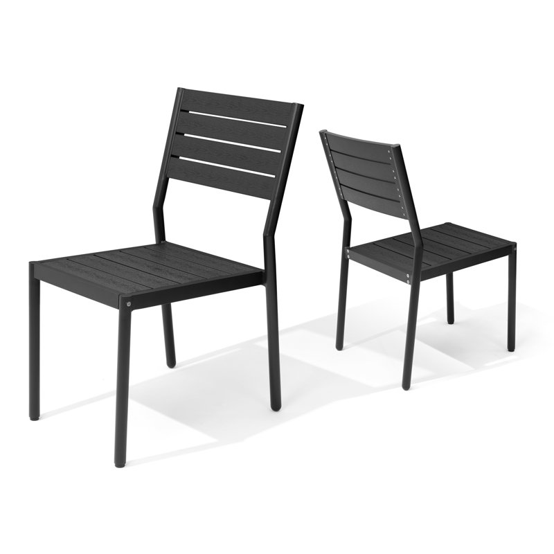 Chaise de salle à manger d'extérieur empilable Deen Auminium, Noir