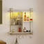 Floating Shelves for Wall with Lights and 6 Hooks