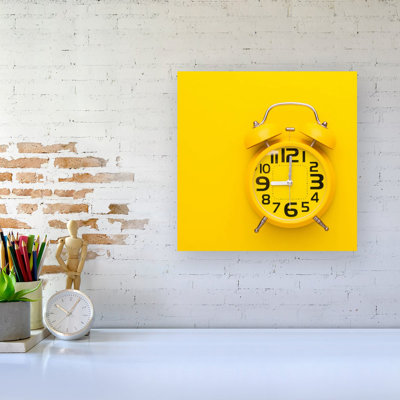 Yellow Alarm Clock - Wrapped Canvas Print