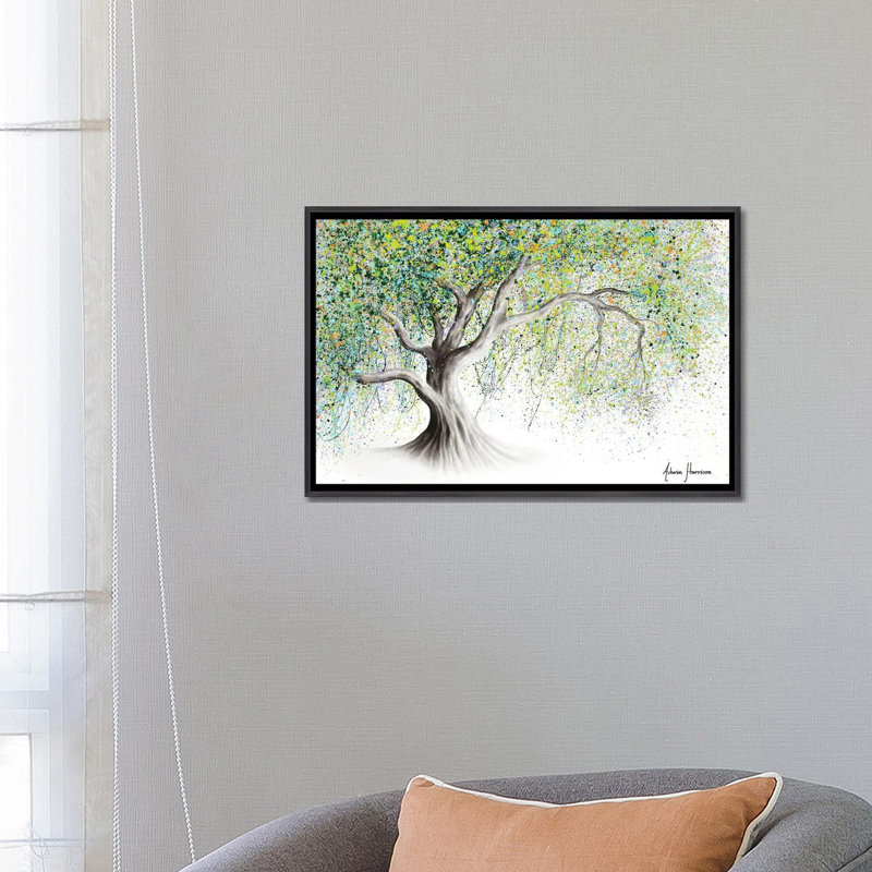 «Bright Memory Tree» par Ashvin Harrison - impression d'art graphique, Aucun mat, Toile avec cadre noir patiné