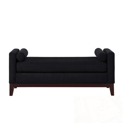 Boucle Fabric Bench with Armrest and Pillows