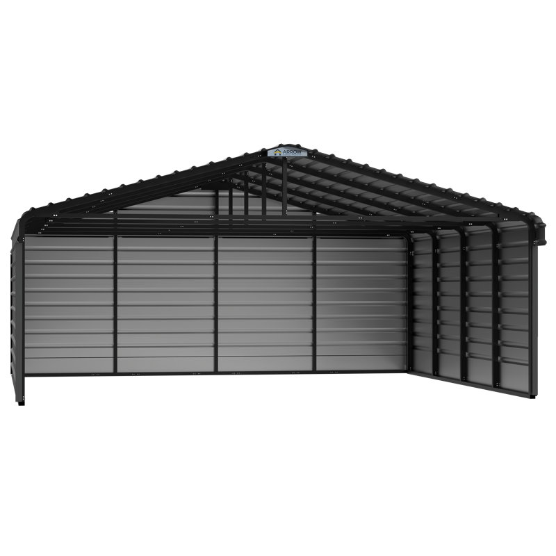 Steel Carport With 3 Wall Kits, 20X20X07, Gray