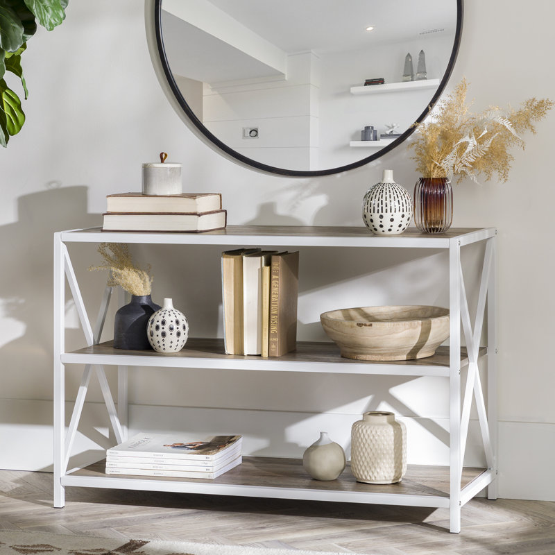 Bremer 100cm W Steel Standard Bookcase, Grey Wash White Metal